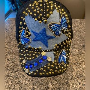 Blue and Gold Star Butterfly Cap